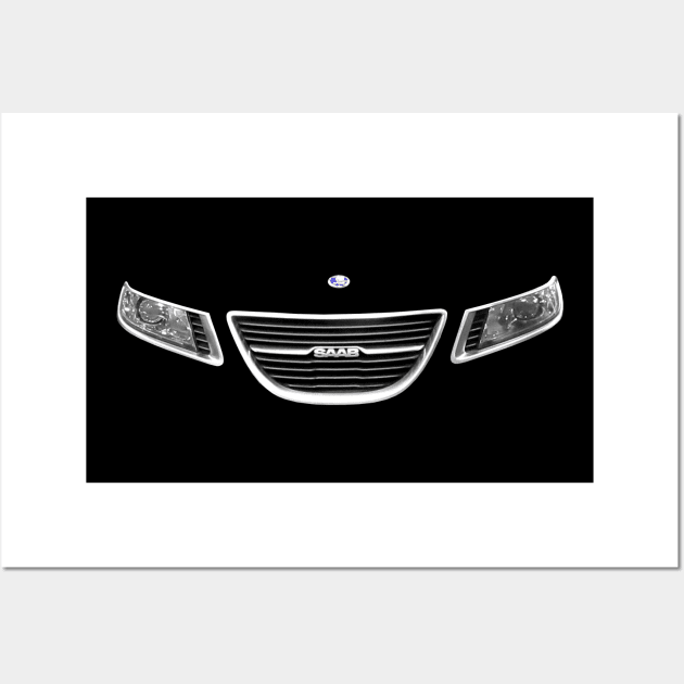 Saab 9-5 2nd generation classic car minimalist grille Wall Art by soitwouldseem